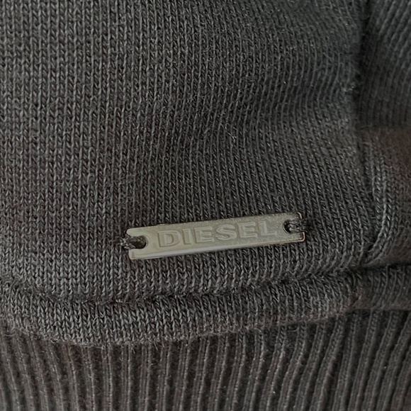 Diesel Convertible Black Sweatshirt with Faux Leather Trim and Silver Snaps - Picture 8 of 12